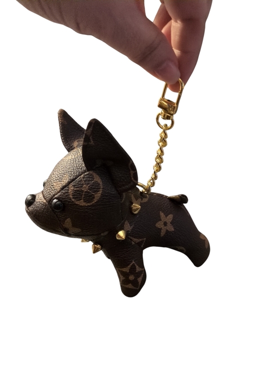 Accessories - Designer-Inspired Brown Dog Keychain Charm with Gold Chain